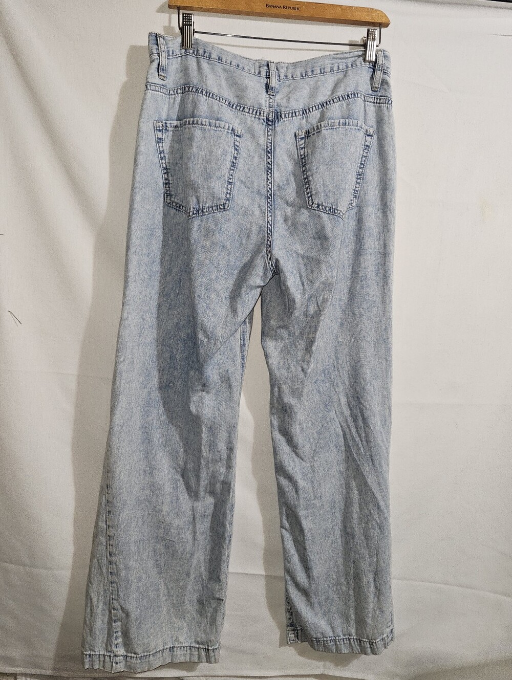 Frame Le Baggy Palazzo High-Rise Wide-Leg Recycled Cotton-Blend Denim Jeans Sz28 - Picture 8 of 13
